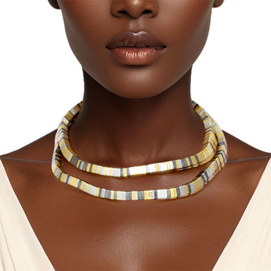 Convertible Mixed Metal Tubogas Flex Coil Necklace