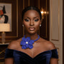 Brilliant Blue Blooming Flower Choker Necklace