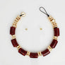 Vintage Marble Burgundy Resin Bead Toggle Necklace