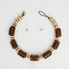 Vintage Marbled Brown Resin Bead Toggle Necklace