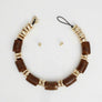 Vintage Marbled Brown Resin Bead Toggle Necklace
