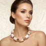 Vintage Marbled Cream Resin Bead Toggle Necklace