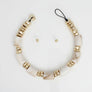 Vintage Marbled Cream Resin Bead Toggle Necklace