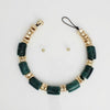 Vintage Marbled Green Resin Bead Toggle Necklace