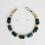 Vintage Marbled Green Resin Bead Toggle Necklace