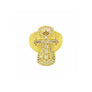Cocktail Artisan Luxe Gold Brass CZ Cross Ring