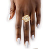 Ring Gold Brass Glam CZ Spinning Quatrefoil Clover