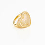 Cocktail Brass and CZ Enclosed Heart Size 8 Ring