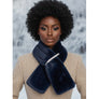Scarf Luxe Faux Fur Navy Rhinestone Pull Thru