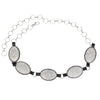 Western Belt Oval Rhinestone Cowboy Silver Chain