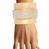 Cuff Gold Ribbed Aurbo Rhinestone Band Bracelet