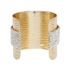 Cuff Gold Ribbed Clear Rhinestone Band Bracelet