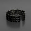 Cuff Baguette CZ 3 Row Black Memory Wire Bracelet
