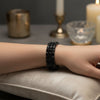 Cuff Baguette CZ 3 Row Black Memory Wire Bracelet