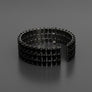Cuff Baguette CZ 3 Row Black Memory Wire Bracelet