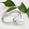 Cuff Teardrop White Pearl Silver Hinge Bracelet