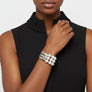White Pearl Edgy Meets Classy Silver Bracelet
