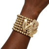 Gold 7 Row Beaded Spring Motif Stretch Bracelet
