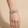 Tennis Heart Crystal CZ Gold Memory Wire Bracelet
