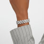 Tennis Heart Crystal CZ Silver Memory Wire Bracelet