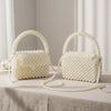 Top Handle Retro Luxe Cream Pearl Flap Handbag