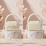 Top Handle Retro Luxe Cream Pearl Flap Handbag