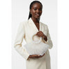 Top Handle Trapeze White Pearl Woven Handbag Bag