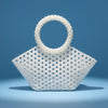 Top Handle Trapeze White Pearl Woven Handbag Bag