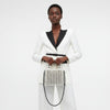 Top Handle Black White Pearl Woven Handmade Bag