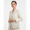 Top Handle Square Cream Pearl Woven Handbag