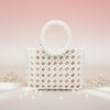 Top Handle Square White Pearl Woven Handbag
