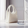 Top Handle Luxe Lady White Pearl Hollywood Handbag