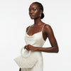 Top Handle Trapeze White Pearl Woven Handbag Bag