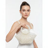 Top Handle Trapeze White Pearl Woven Handbag Bag