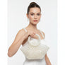 Top Handle Trapeze White Pearl Woven Handbag Bag