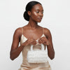Barrel Bag Luminous White Pearl Woven Handbag