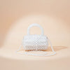 Barrel Bag Luminous White Pearl Woven Handbag