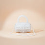 Barrel Bag Luminous White Pearl Woven Handbag