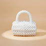 Barrel Bag Luminous White Pearl Woven Handbag