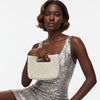 Clutch Vintage Cream Pearl Cut Out Handle Bag
