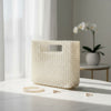 Clutch Vintage Cream Pearl Cut Out Handle Bag