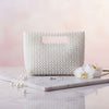 Clutch Vintage White Pearl Cut Out Handle Bag