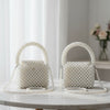 Top Handle Retro Luxe White Pearl Flap Handbag