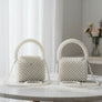 Top Handle Retro Luxe White Pearl Flap Handbag