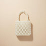 Top Handle Vintage Woven Cream Pearl Crossbody Bag