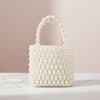Top Handle Vintage Woven Cream Pearl Crossbody Bag
