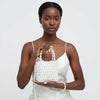 Top Handle Vintage Woven White Pearl Crossbody Bag