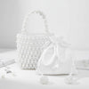 Top Handle Vintage Woven White Pearl Crossbody Bag