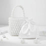 Top Handle Vintage Woven White Pearl Crossbody Bag