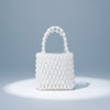 Top Handle Vintage Woven White Pearl Crossbody Bag